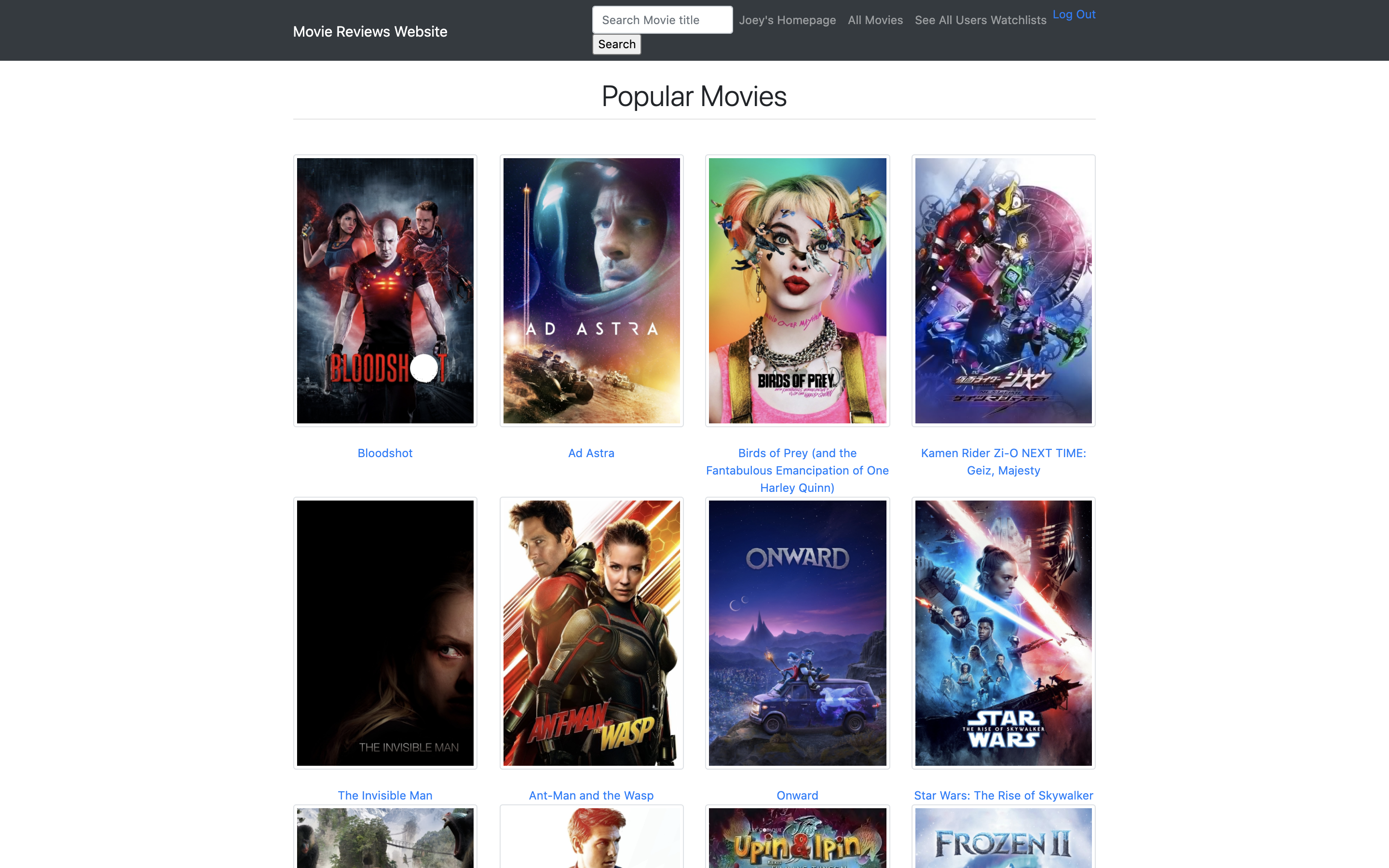 movie reviews website